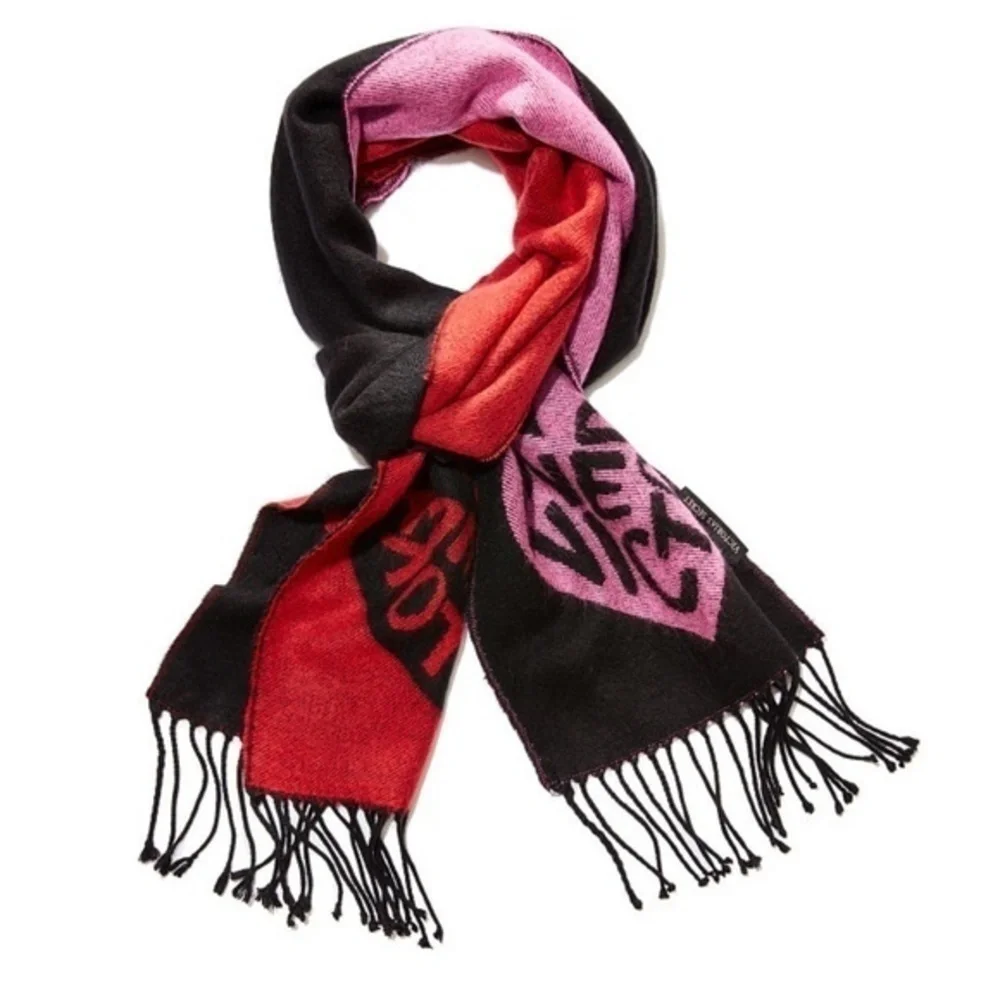 Victorias Secret Valentines Scarf Angel Love Heart Bl…